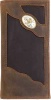 3D Belt Company TW80C1 Brown Wallet with Smooth Inlay Trim  with Oval Concho